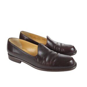 COACH Vintage Women Loafers 8.5 AA Brown Leather Slip On Block Heel Italy Shoes